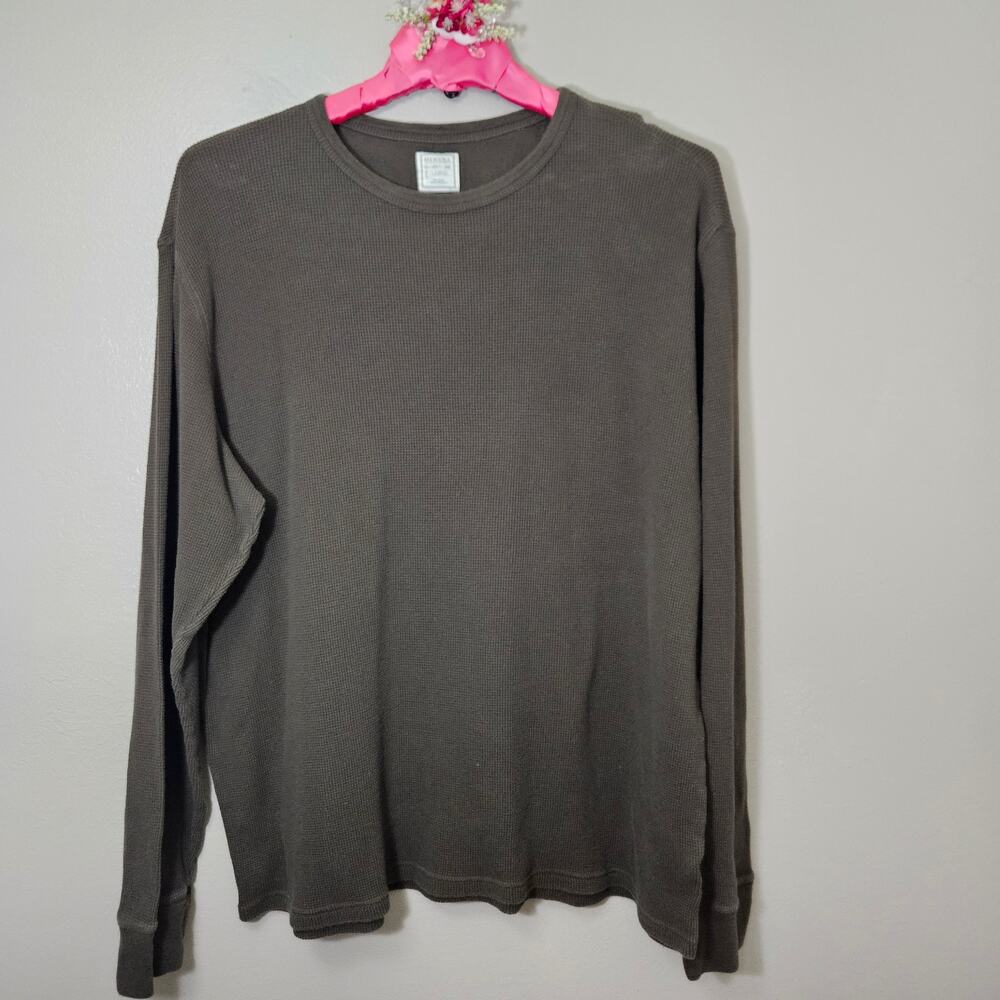 Gorpcore Merona Men XL WaffleKnit LongSleeve Thermal Shirt Olive Layer Grunge